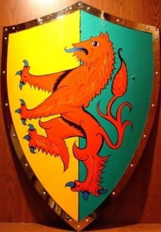 Shields hung up on the wall