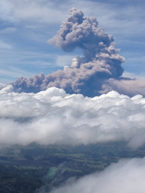Volcano eruption flyby